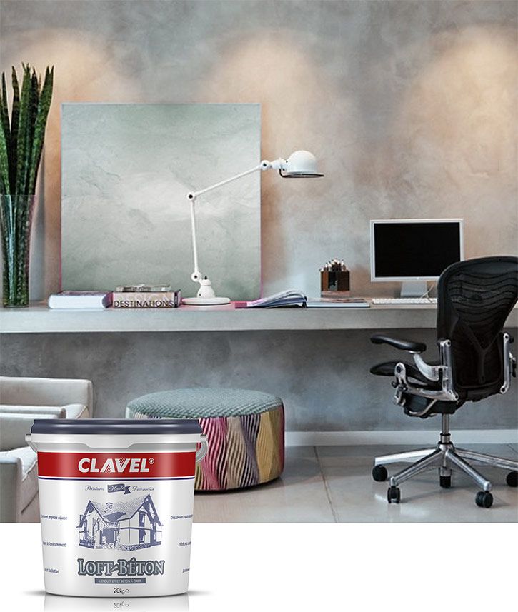 Декоративная штукатурка с эффектом бетона Clavel Loft-Beton применяется в современных интерьерах стиля лофт и минимализм