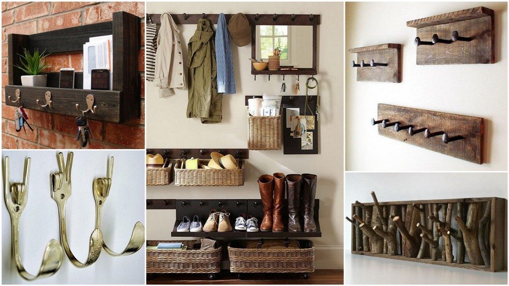 Полки с крючками в прихожую